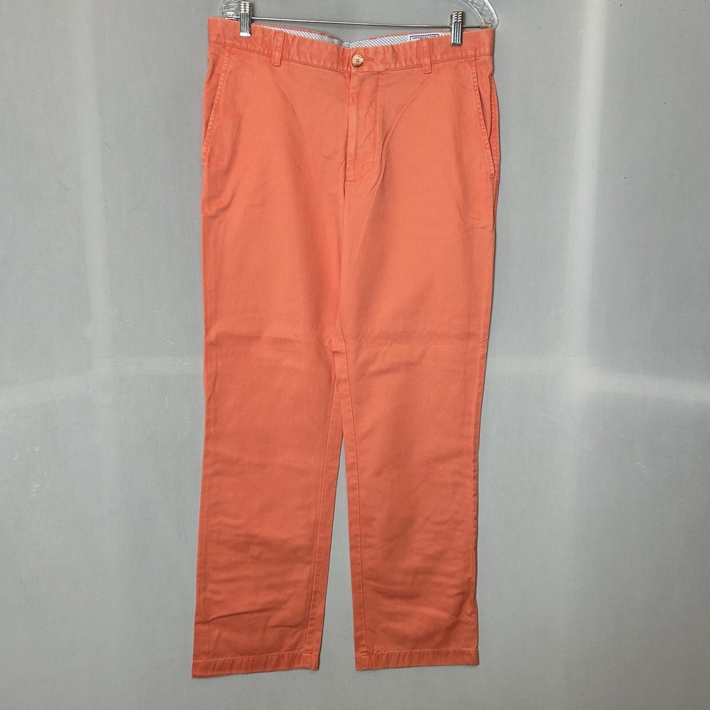 Southern Tide Jeans Mens 34x30 Orange‎ Khaki Straight Leg
